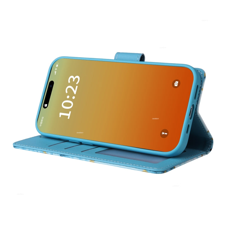 For iPhone 15 Pro Marble Bronzing Stitching Leather Phone Case(Blue) - HoMEdemic™ 