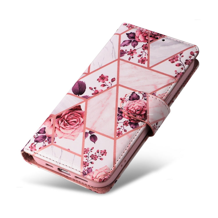 For iPhone 15 Pro Marble Bronzing Stitching Leather Phone Case(Rose Gold) - HoMEdemic™ 