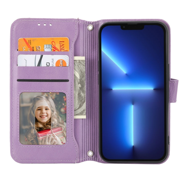 For iPhone 15 Pro Oil Skin Zipper Wallet Leather Phone Case(Purple) - HoMEdemic™ 