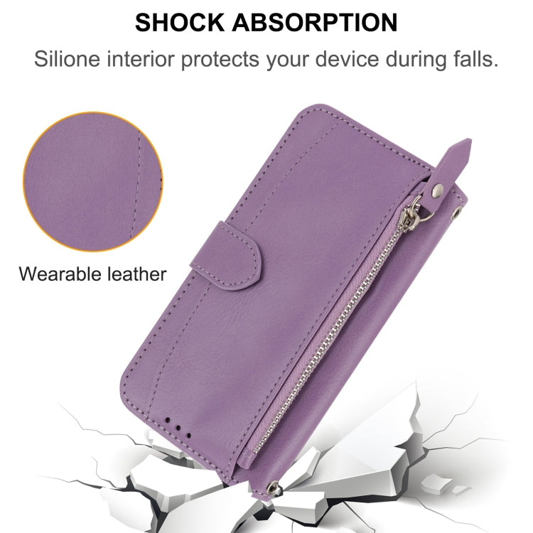 For iPhone 15 Pro Oil Skin Zipper Wallet Leather Phone Case(Purple) - HoMEdemic™ 