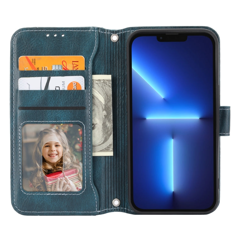 For iPhone 15 Pro Oil Skin Zipper Wallet Leather Phone Case(Blue) - HoMEdemic™ 
