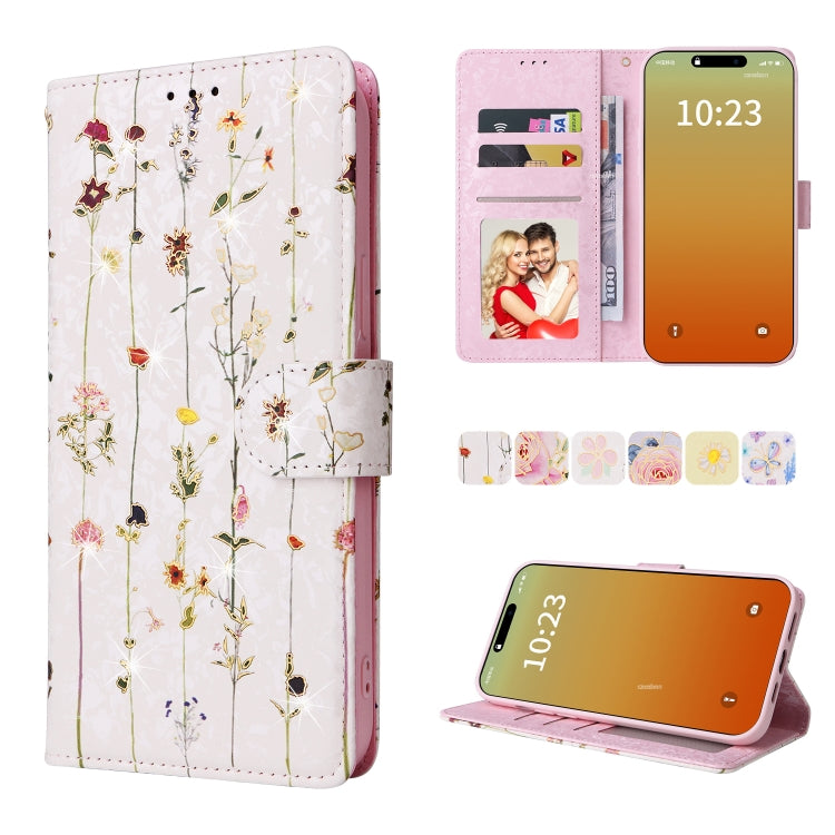 For iPhone 15 Pro Max Bronzing Painting RFID Leather Case(Dreid Flower World) - HoMEdemic™ 