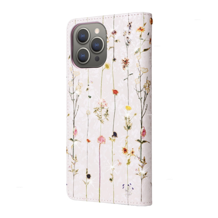 For iPhone 15 Pro Max Bronzing Painting RFID Leather Case(Dreid Flower World) - HoMEdemic™ 