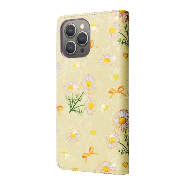 For iPhone 15 Pro Max Bronzing Painting RFID Leather Case(Yellow Daisy) - HoMEdemic™ 