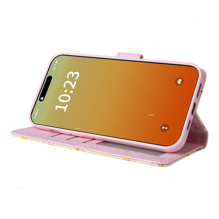 For iPhone 15 Pro Max Bronzing Painting RFID Leather Case(Yellow Daisy) - HoMEdemic™ 