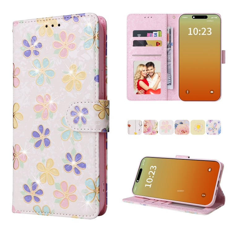 For iPhone 15 Pro Bronzing Painting RFID Leather Case(Bloosoming Flower) - HoMEdemic™ 