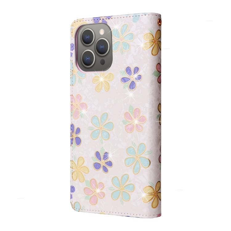 For iPhone 15 Pro Bronzing Painting RFID Leather Case(Bloosoming Flower) - HoMEdemic™ 