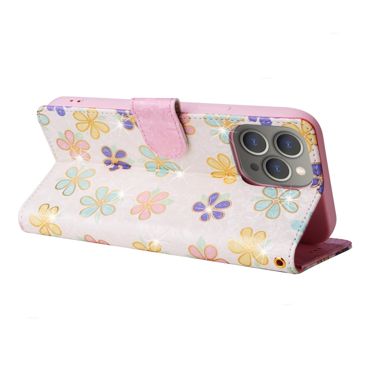 For iPhone 15 Pro Bronzing Painting RFID Leather Case(Bloosoming Flower) - HoMEdemic™ 