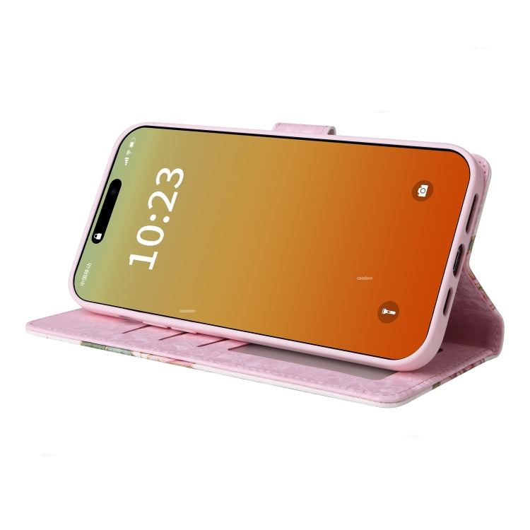 For iPhone 15 Pro Bronzing Painting RFID Leather Case(Rose Flower) - HoMEdemic™ 