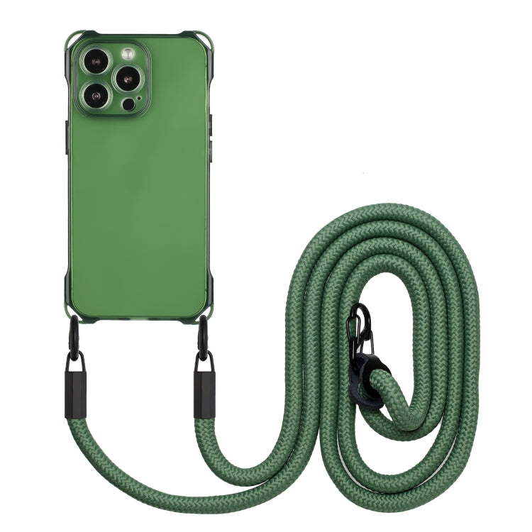 For iPhone 15 Pro Max Four-corner Shockproof TPU Phone Case with Lanyard(Green) - HoMEdemic™ 