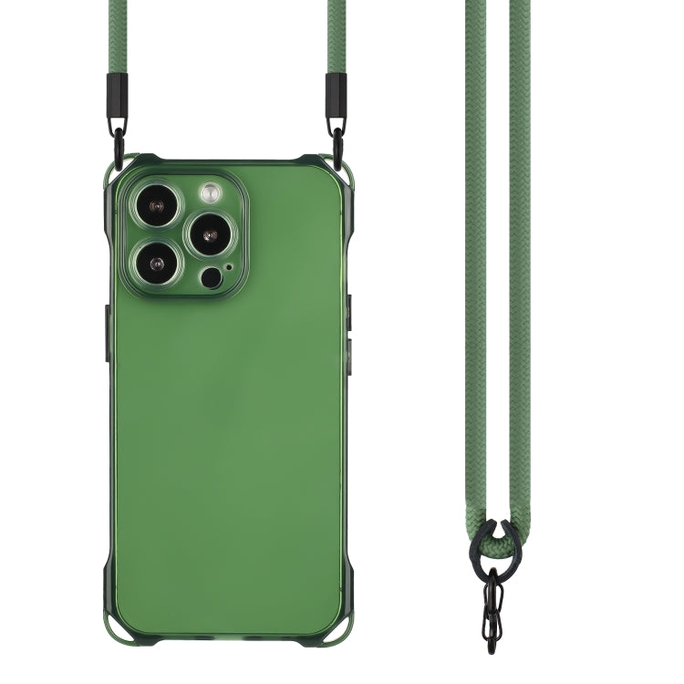 For iPhone 15 Pro Max Four-corner Shockproof TPU Phone Case with Lanyard(Green) - HoMEdemic™ 