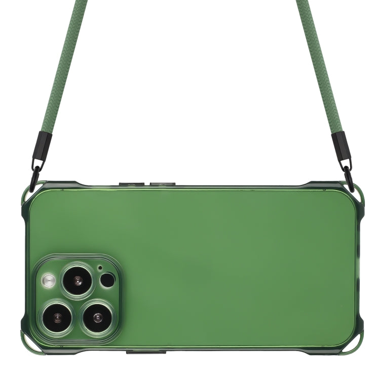 For iPhone 15 Pro Max Four-corner Shockproof TPU Phone Case with Lanyard(Green) - HoMEdemic™ 