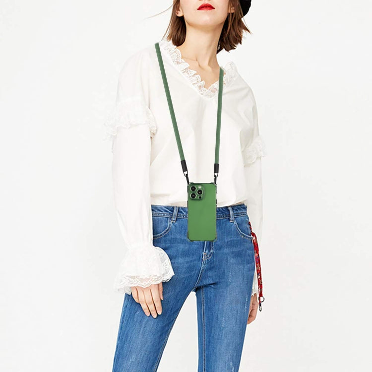 For iPhone 15 Pro Max Four-corner Shockproof TPU Phone Case with Lanyard(Green) - HoMEdemic™ 