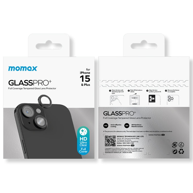 For iPhone 15 / 15 Plus MOMAX Eagle Eye Independent Full Cover Phone Lens Glass Film(Black) - HoMEdemic™ 