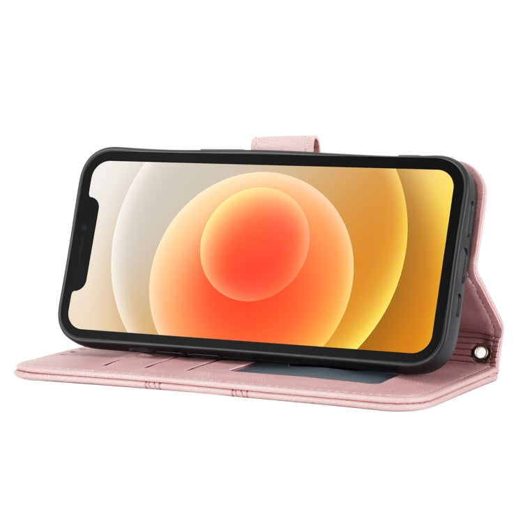 For iPhone 15 Pro Max Embossed Stripes Skin Feel Leather Phone Case(Pink) - HoMEdemic™ 