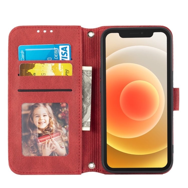 For iPhone 15 Pro Embossed Stripes Skin Feel Leather Phone Case(Red) - HoMEdemic™ 
