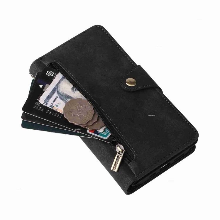 For iPhone 15 Pro Max Rivet Buckle 9 Cards Three Fold Leather Phone Case(Black) - HoMEdemic™ 