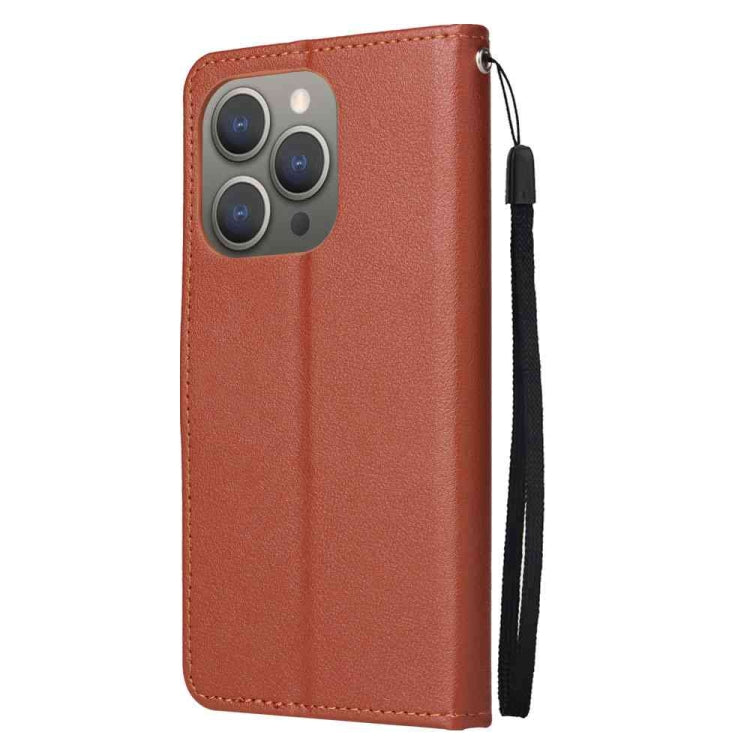 For iPhone 15 Pro Multifunctional Horizontal Flip Leather Phone Case with Three Card Slots(Brown) - HoMEdemic™ 