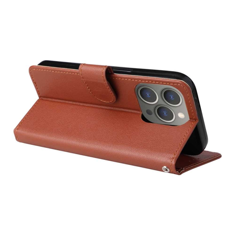 For iPhone 15 Pro Multifunctional Horizontal Flip Leather Phone Case with Three Card Slots(Brown) - HoMEdemic™ 