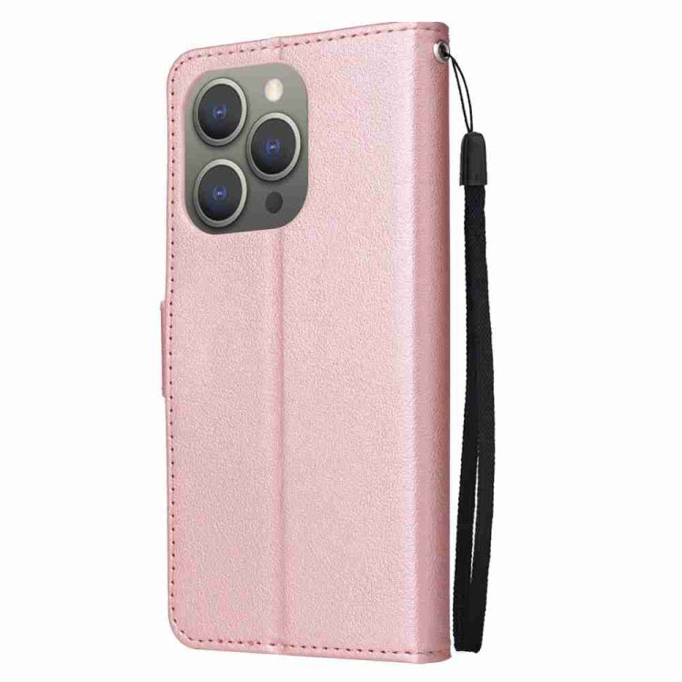 For iPhone 15 Pro Multifunctional Horizontal Flip Leather Phone Case with Three Card Slots(Rose Gold) - HoMEdemic™ 