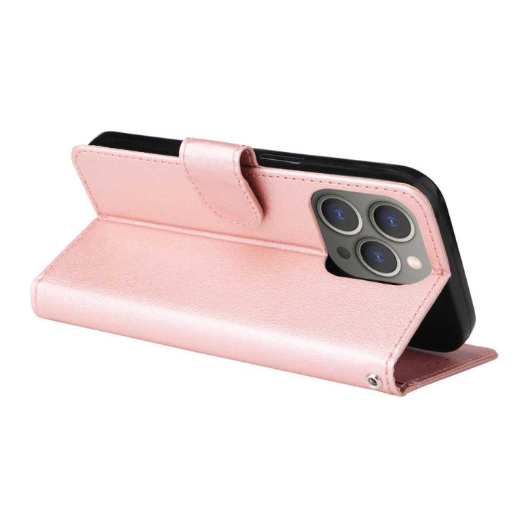 For iPhone 15 Pro Multifunctional Horizontal Flip Leather Phone Case with Three Card Slots(Rose Gold) - HoMEdemic™ 