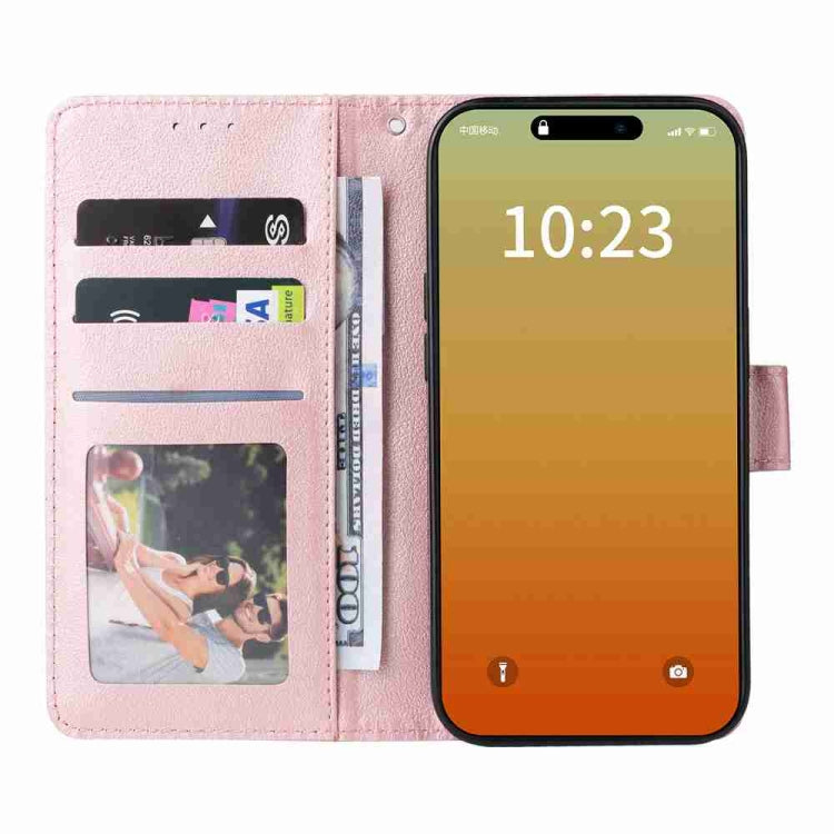 For iPhone 15 Pro Multifunctional Horizontal Flip Leather Phone Case with Three Card Slots(Rose Gold) - HoMEdemic™ 