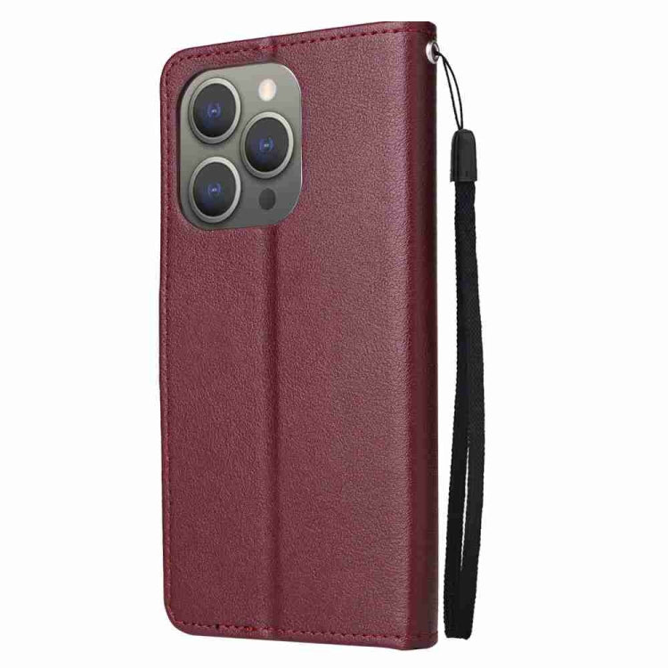 For iPhone 15 Pro Multifunctional Horizontal Flip Leather Phone Case with Three Card Slots(Wine Red) - HoMEdemic™ 