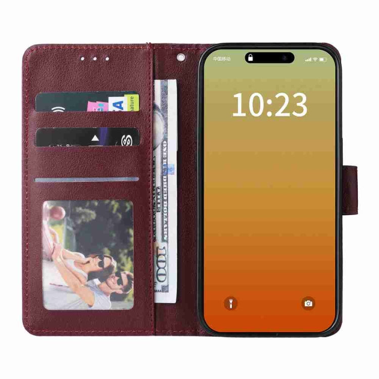 For iPhone 15 Pro Multifunctional Horizontal Flip Leather Phone Case with Three Card Slots(Wine Red) - HoMEdemic™ 