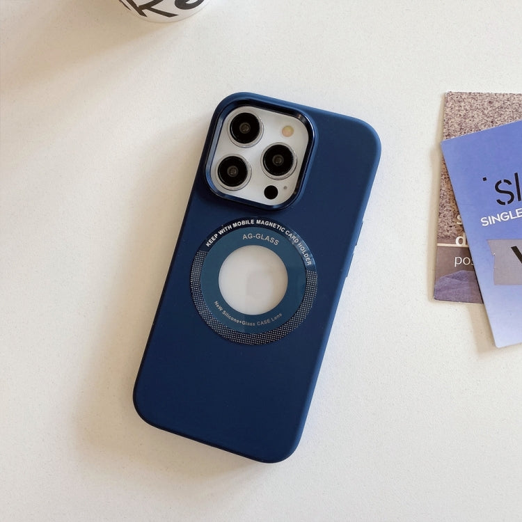For iPhone 15 Pro Metal Frame Silicone Magnetic Phone Case(Dark Blue) - HoMEdemic™ 