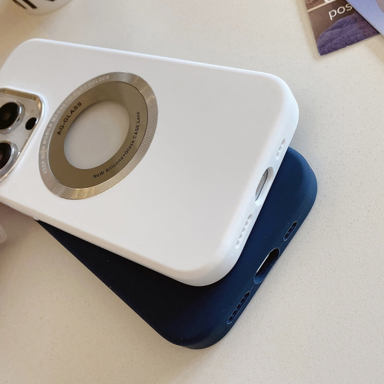 For iPhone 15 Pro Max Metal Frame Silicone Magnetic Phone Case(White) - HoMEdemic™ 