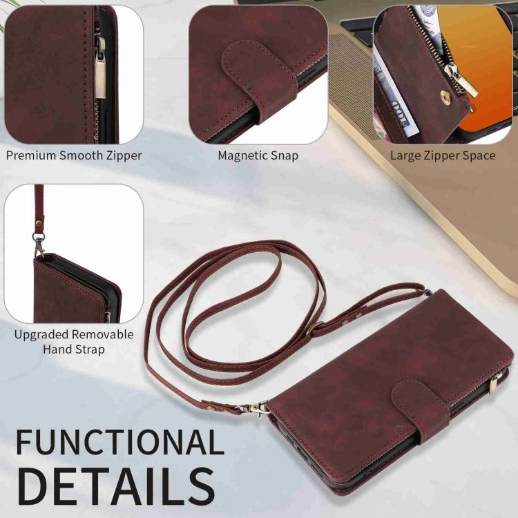 For iPhone 15 Pro Max Crossbody Multi-card Slot Wallet Zipper Leather Phone Case(Coffee) - HoMEdemic™ 