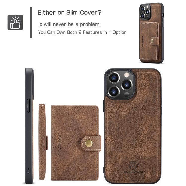 For iPhone 15 Pro Max JEEHOOD Retro Magnetic Detachable Leather Phone Case(Brown) - HoMEdemic™ 