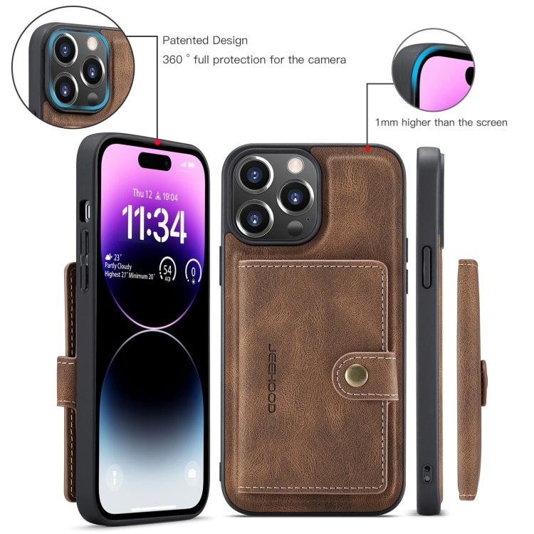 For iPhone 15 Pro Max JEEHOOD Retro Magnetic Detachable Leather Phone Case(Brown) - HoMEdemic™ 