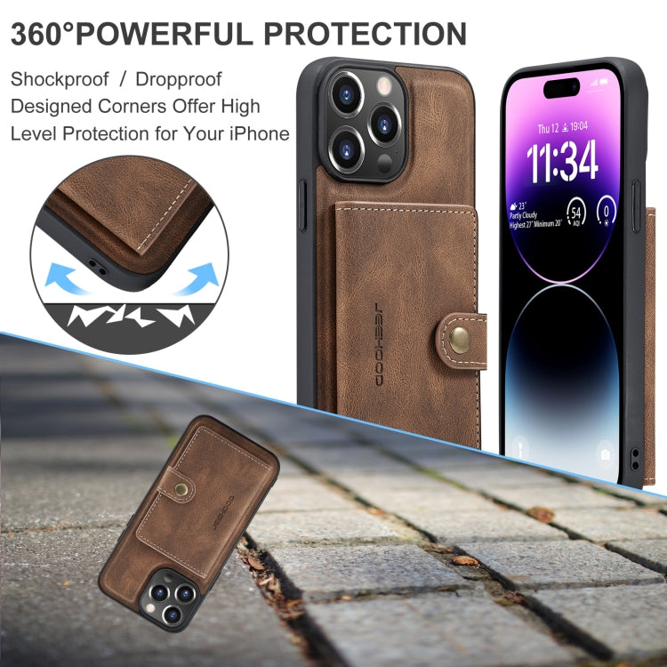 For iPhone 15 Pro Max JEEHOOD Retro Magnetic Detachable Leather Phone Case(Brown) - HoMEdemic™ 