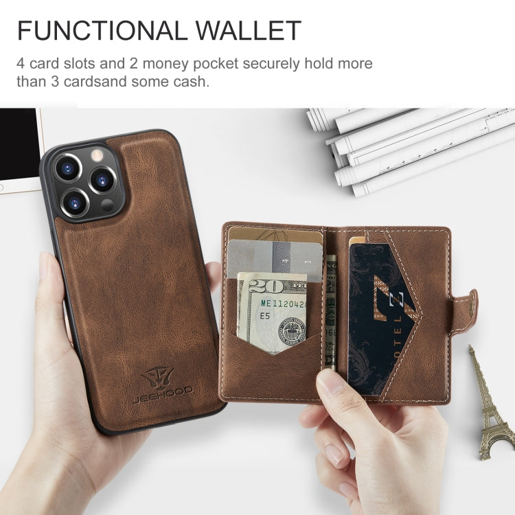 For iPhone 15 Pro Max JEEHOOD Retro Magnetic Detachable Leather Phone Case(Brown) - HoMEdemic™ 