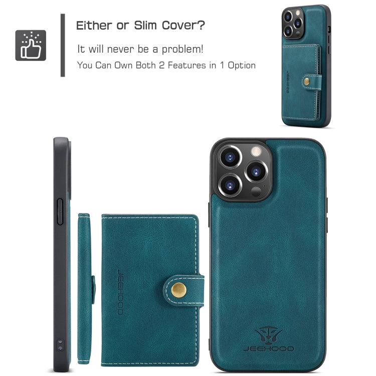 For iPhone 15 Pro Max JEEHOOD Retro Magnetic Detachable Leather Phone Case(Blue) - HoMEdemic™ 