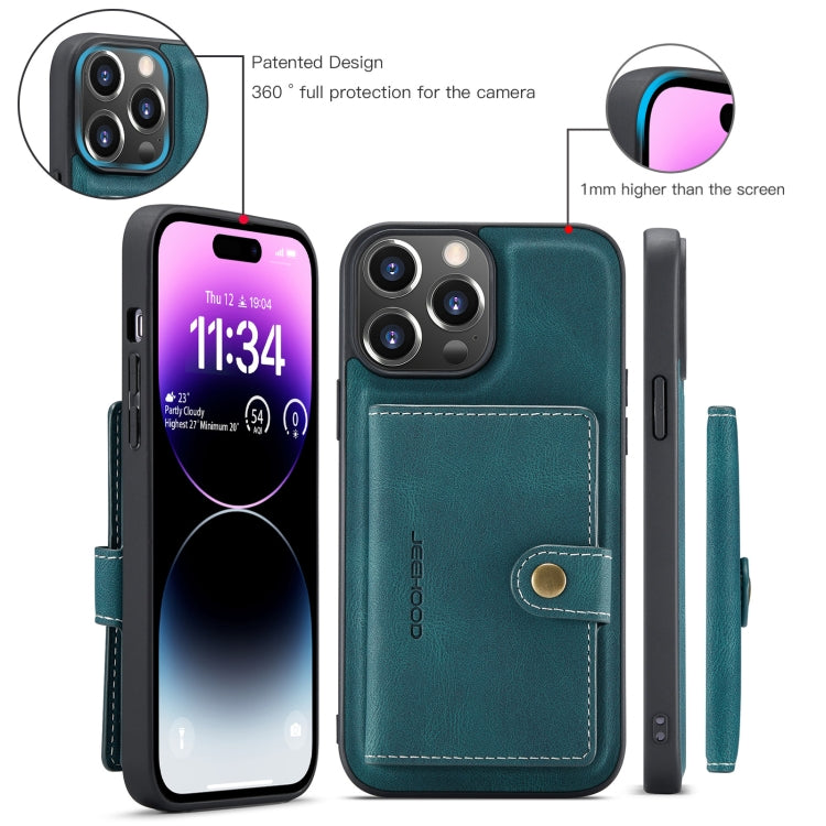 For iPhone 15 Pro Max JEEHOOD Retro Magnetic Detachable Leather Phone Case(Blue) - HoMEdemic™ 