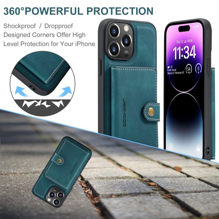 For iPhone 15 Pro Max JEEHOOD Retro Magnetic Detachable Leather Phone Case(Blue) - HoMEdemic™ 
