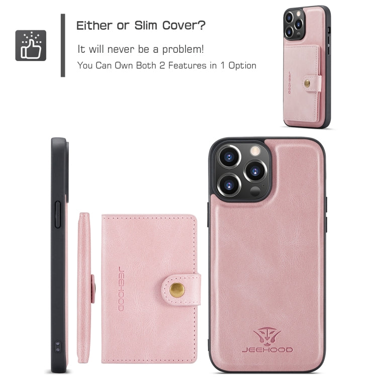 For iPhone 15 Pro Max JEEHOOD Retro Magnetic Detachable Leather Phone Case(Pink) - HoMEdemic™ 