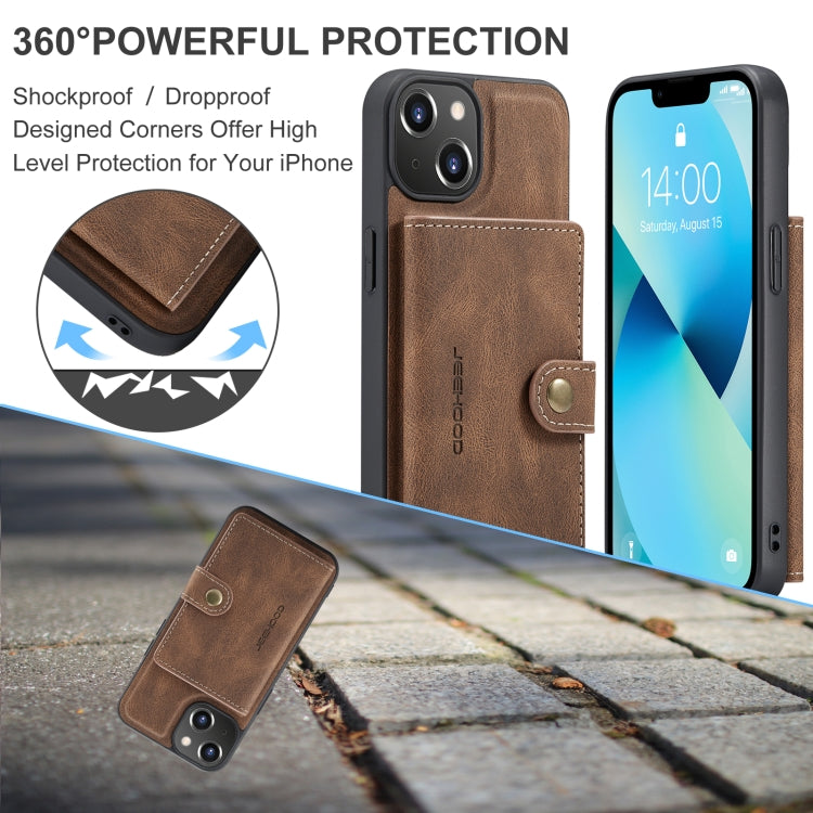 For iPhone 15 Plus JEEHOOD Retro Magnetic Detachable Leather Phone Case(Brown) - HoMEdemic™ 