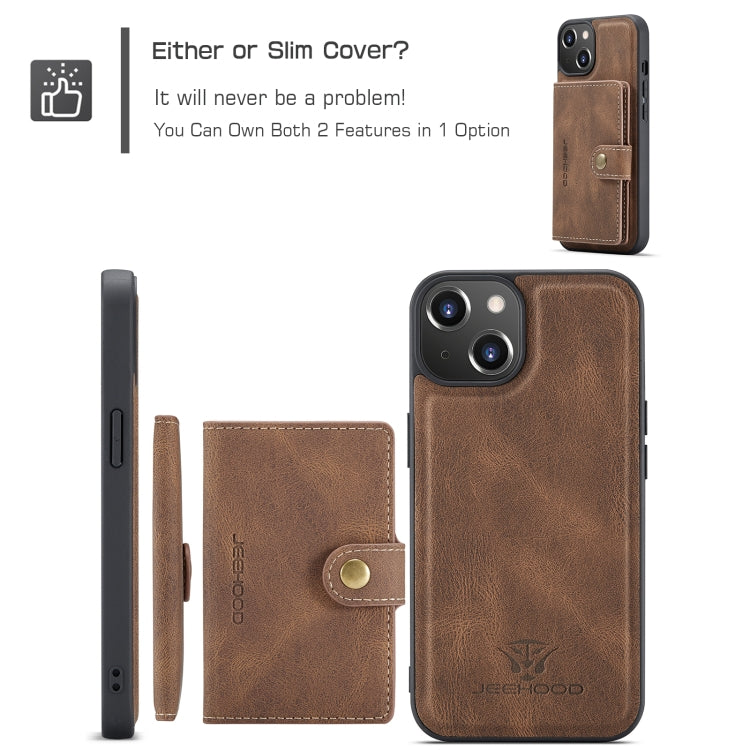 For iPhone 15 Plus JEEHOOD Retro Magnetic Detachable Leather Phone Case(Brown) - HoMEdemic™ 