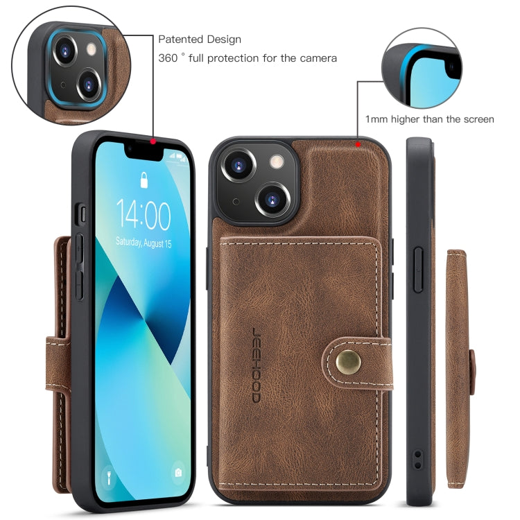 For iPhone 15 Plus JEEHOOD Retro Magnetic Detachable Leather Phone Case(Brown) - HoMEdemic™ 