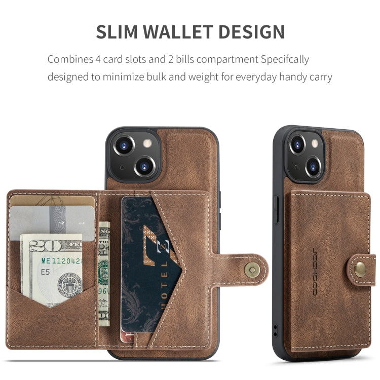 For iPhone 15 Plus JEEHOOD Retro Magnetic Detachable Leather Phone Case(Brown) - HoMEdemic™ 