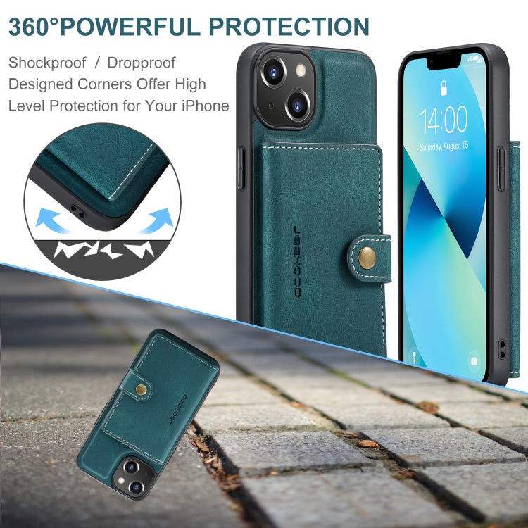 For iPhone 15 Plus JEEHOOD Retro Magnetic Detachable Leather Phone Case(Blue) - HoMEdemic™ 