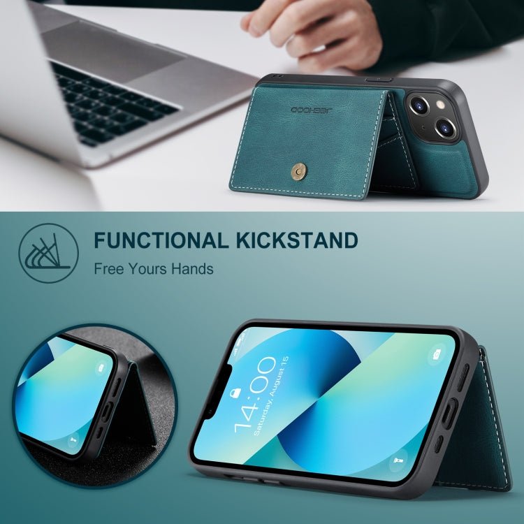 For iPhone 15 Plus JEEHOOD Retro Magnetic Detachable Leather Phone Case(Blue) - HoMEdemic™ 