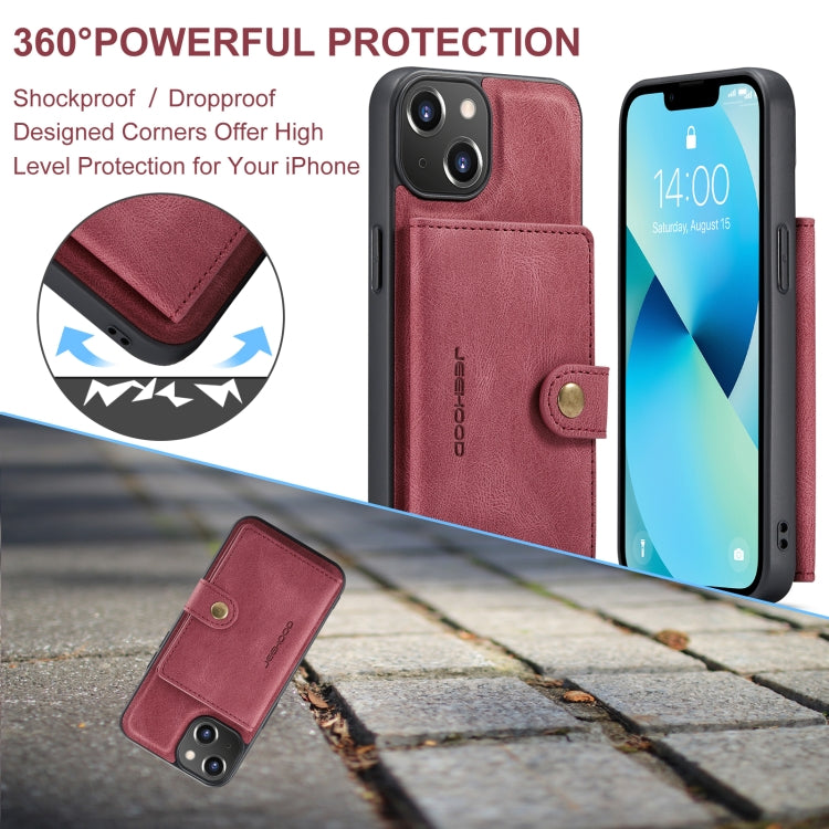 For iPhone 15 JEEHOOD Retro Magnetic Detachable Leather Phone Case(Red) - HoMEdemic™ 
