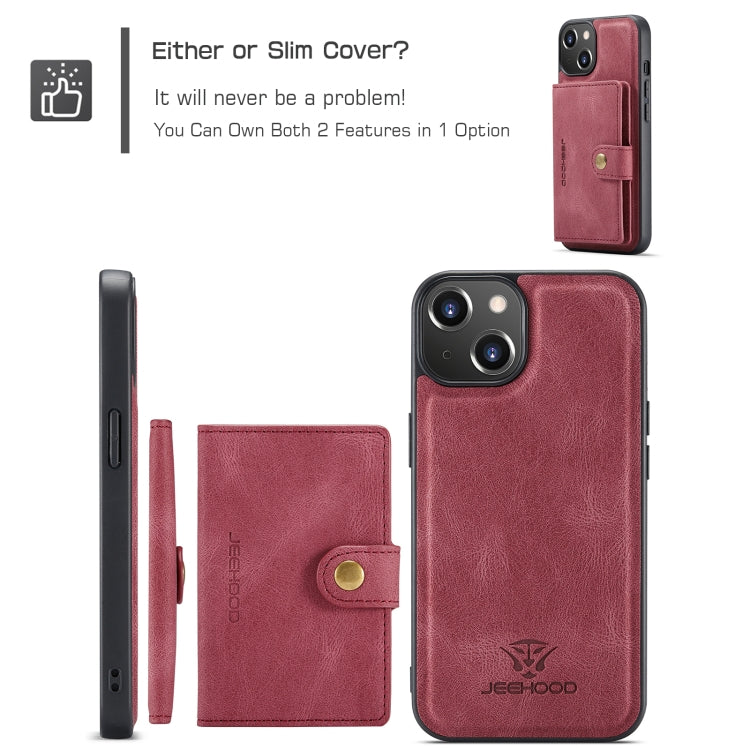For iPhone 15 JEEHOOD Retro Magnetic Detachable Leather Phone Case(Red) - HoMEdemic™ 