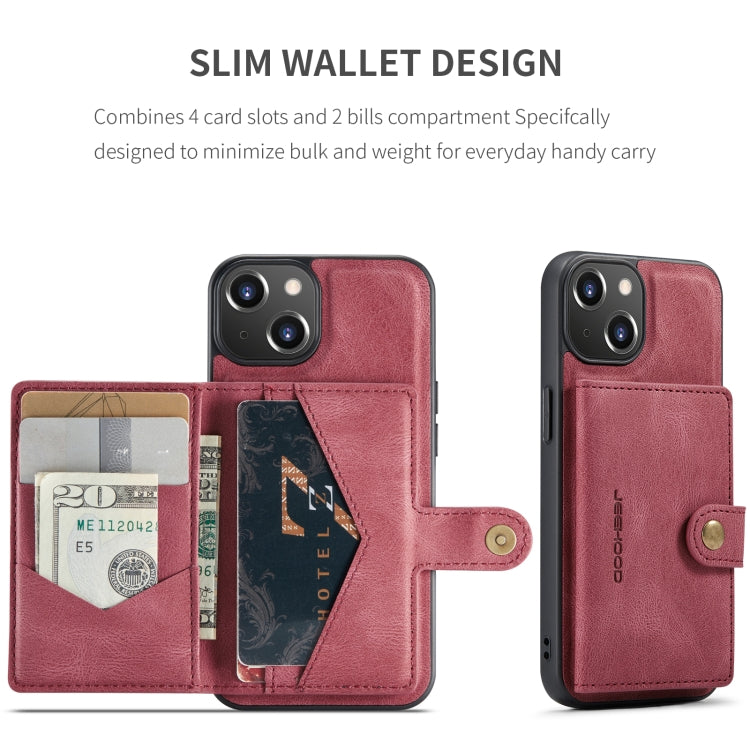 For iPhone 15 JEEHOOD Retro Magnetic Detachable Leather Phone Case(Red) - HoMEdemic™ 