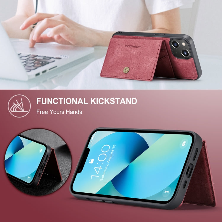 For iPhone 15 JEEHOOD Retro Magnetic Detachable Leather Phone Case(Red) - HoMEdemic™ 