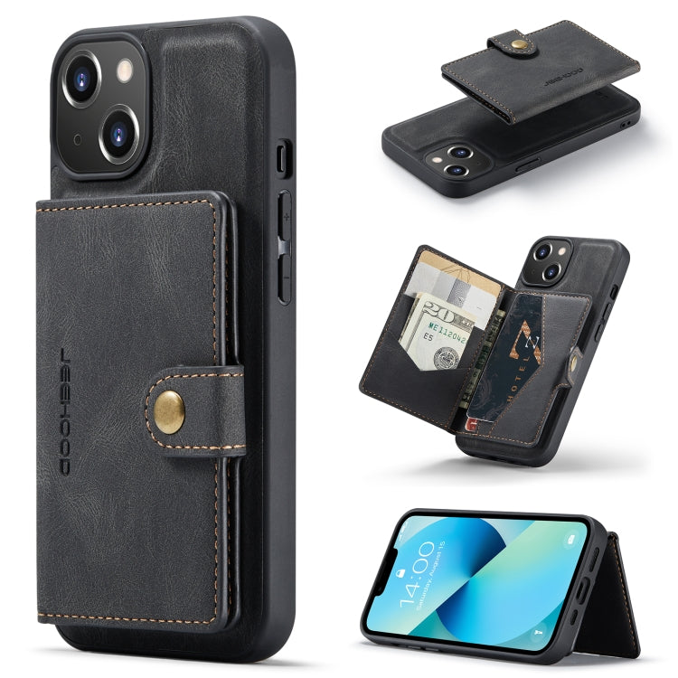 For iPhone 15 JEEHOOD Retro Magnetic Detachable Leather Phone Case(Black) - HoMEdemic™ 